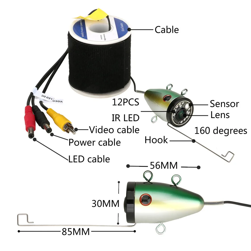 

7 Inch 30m Temperature And Depth Measurement Underwater Visual Fish Detector Camera Underwater Fishing Camera