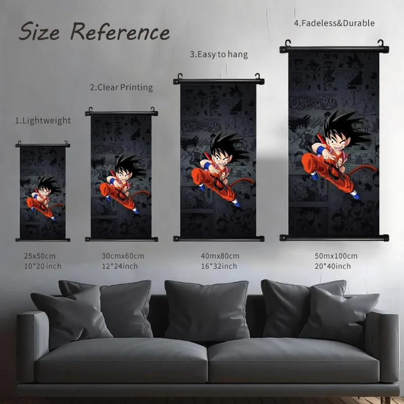 Dragon Ball Super Saiyan Son Goku Vegeta Scroll Hanging Painting Living Room Background Wall Decoration Gift Anime Collection view 3