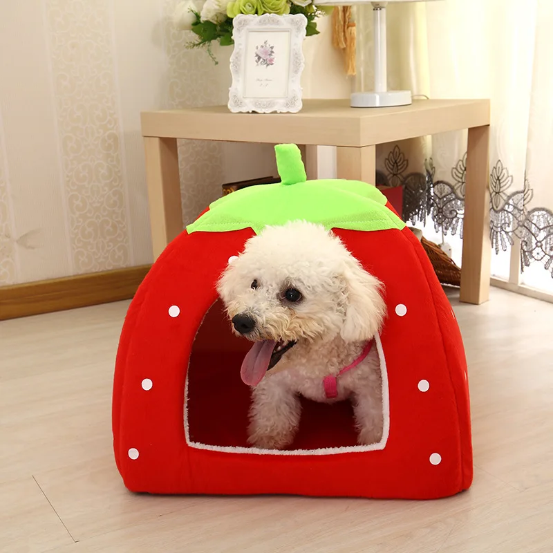 

Cute Foldable Cat Kitten House Warm Soft Winter Cotton Pet Dog Cat Bed Kennel Fleece Cozy Nest For Small Medium Cat Dogs S-XXL