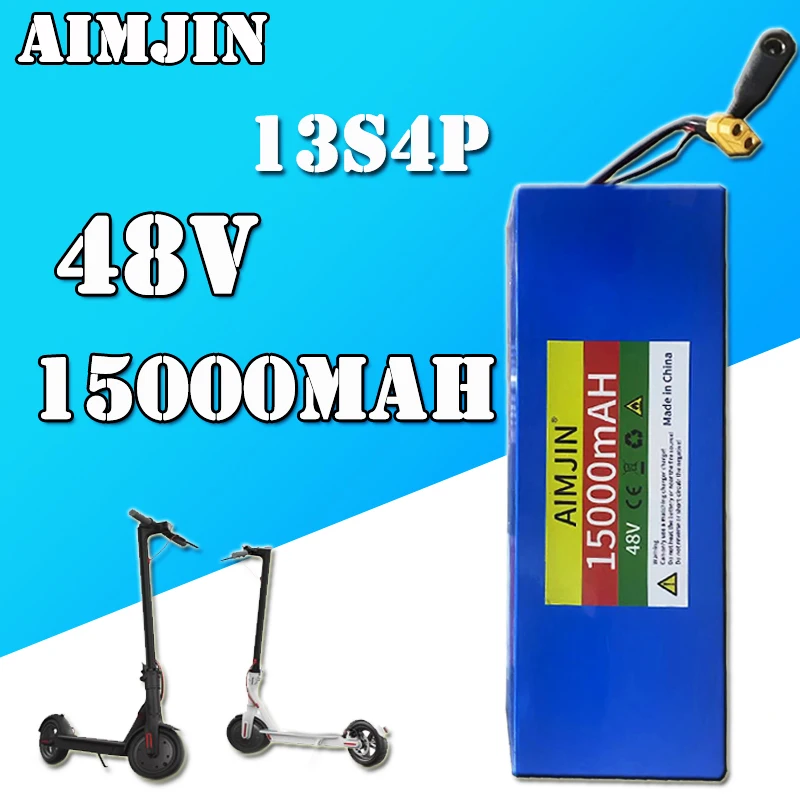 18650 13S4P 48V 15000mAh Lithium Battery Pack,for Electric Scooter Bicycle Li-ion Replacement Batteries with BMS