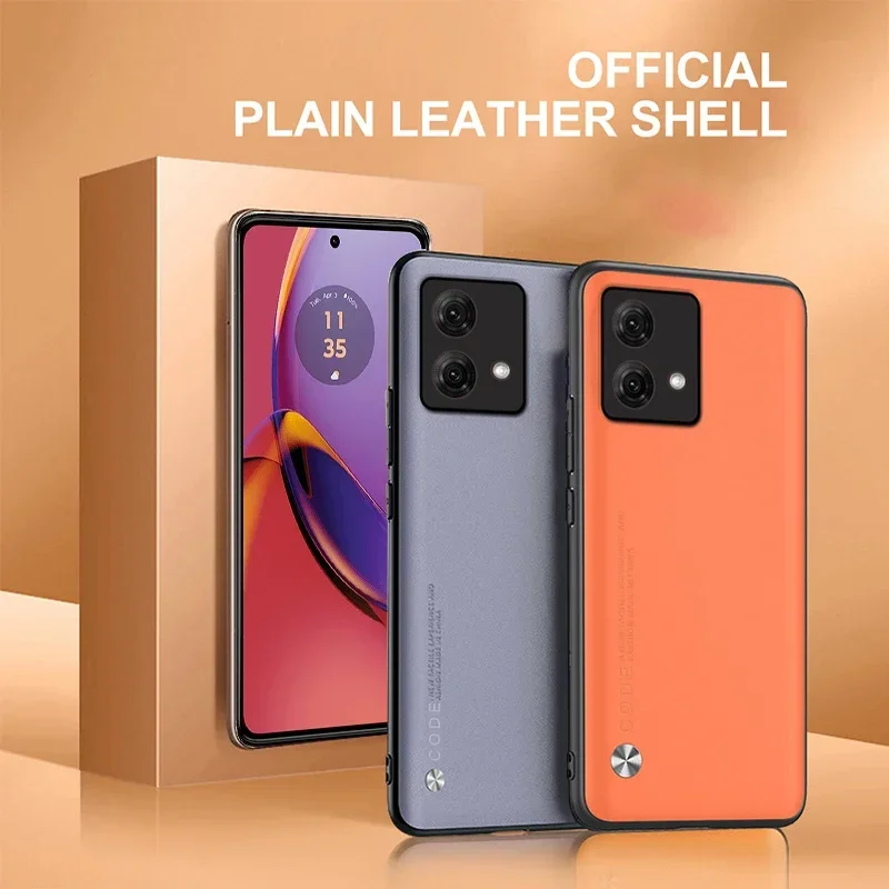 Plain Skin Leather Shockproof Protection Case For Motorola Moto G84 G 84 84G MotoG84 6.5'' Soft Silicone Frame Back Cover XT2347