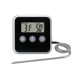 Digital Food Thermometer Probe BBQ Meat Water Oil Cooking Temperature Alarm Cooking Timer Kitchen Grill Oven Tester