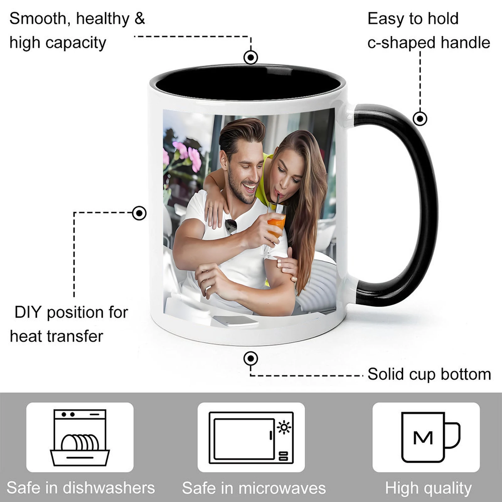 أكواب قهوة مخصصة، تصميم نص/صور غنائي شخصي، أدوات شرب إبداعية فريدة من نوعها، مناسبة لهدايا الذكرى السنوية للزفاف.