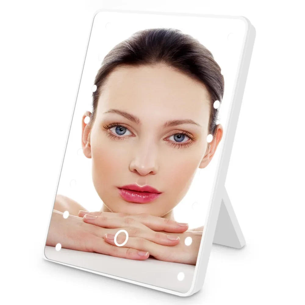 LED Adjustable Makeup Mirror 16 LED Light Touch Foldable Dressing Mirror Illuminated Vanity Mirror Espejo De Maquillaje De Mesa