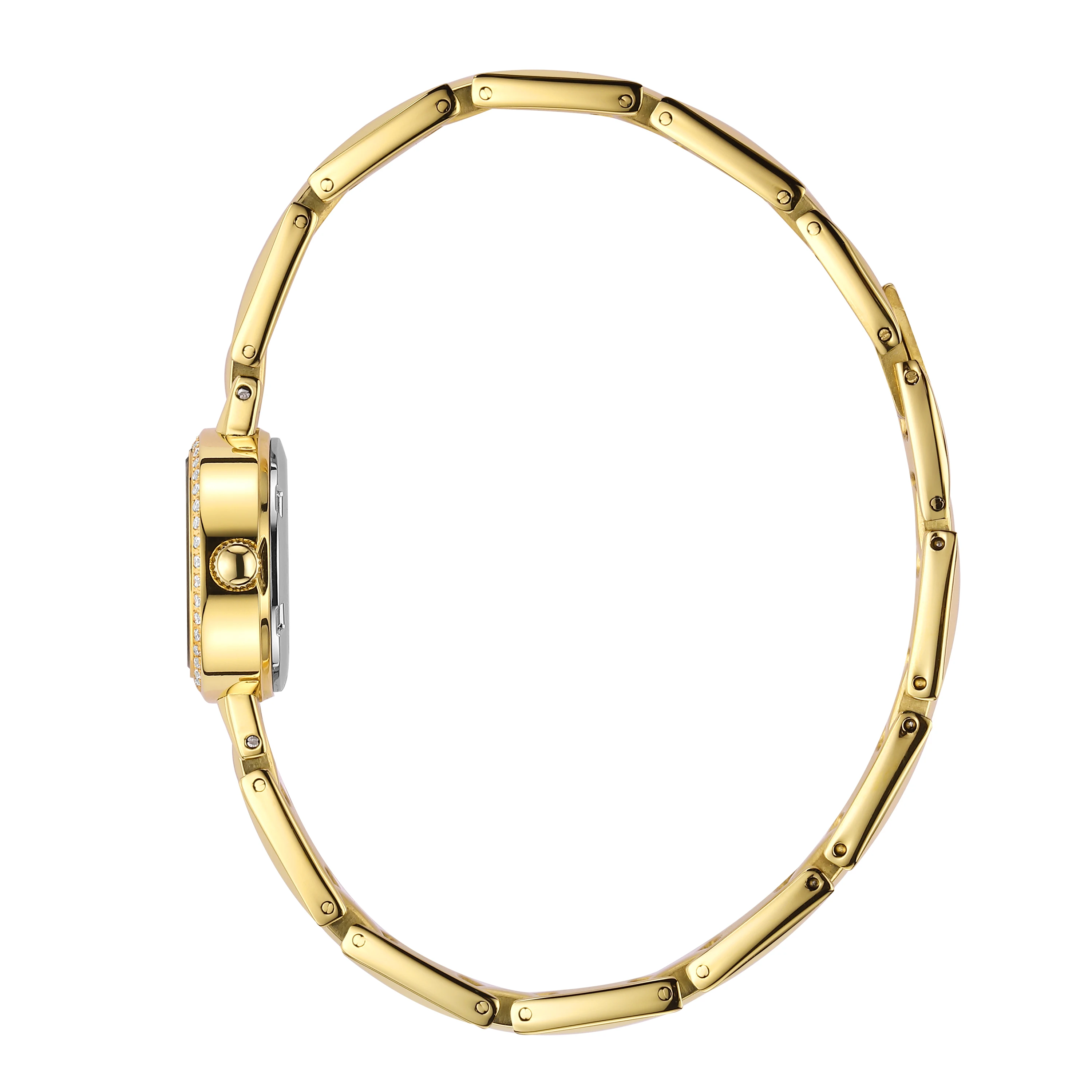 여성용 웰빙 시계 – 자기 치료, 게르마늄 에너지 비즈, 우아한 슬림 골드 팔찌 쿼츠 시계