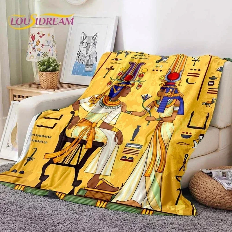 Winter Print Baby Blanket Pharaoh Hieroglyphic Egyptian Mythology Babes Carpet Keep Warm Comfortable for Sofa Bedroom