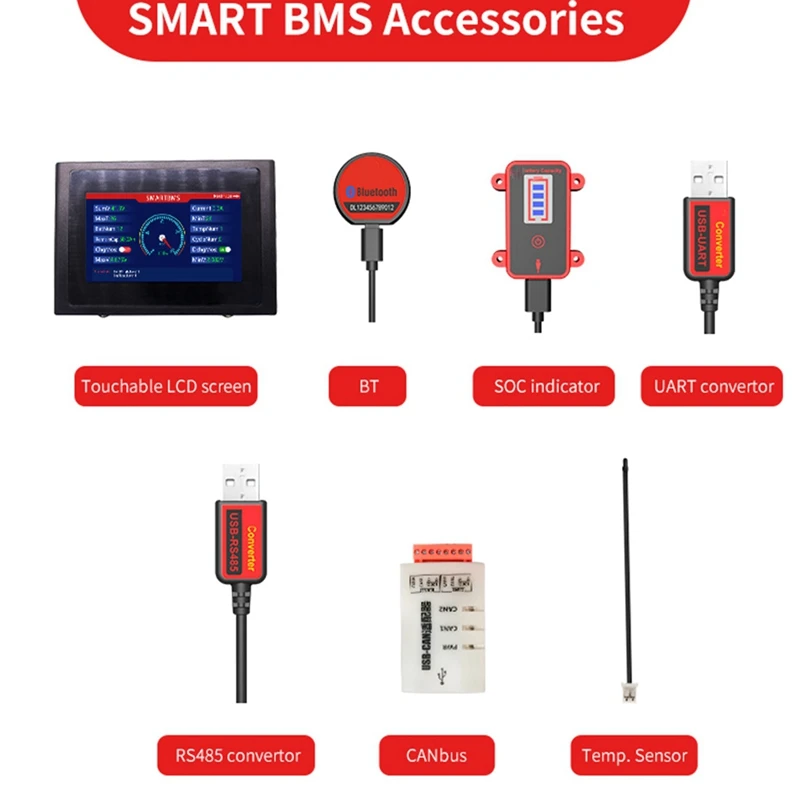 BMS USB- UART Communication Protocol to PC for LiFePO4 Li-Ion NCM LTO Battery 4S to 32S Daly Smart BMS UART Cable