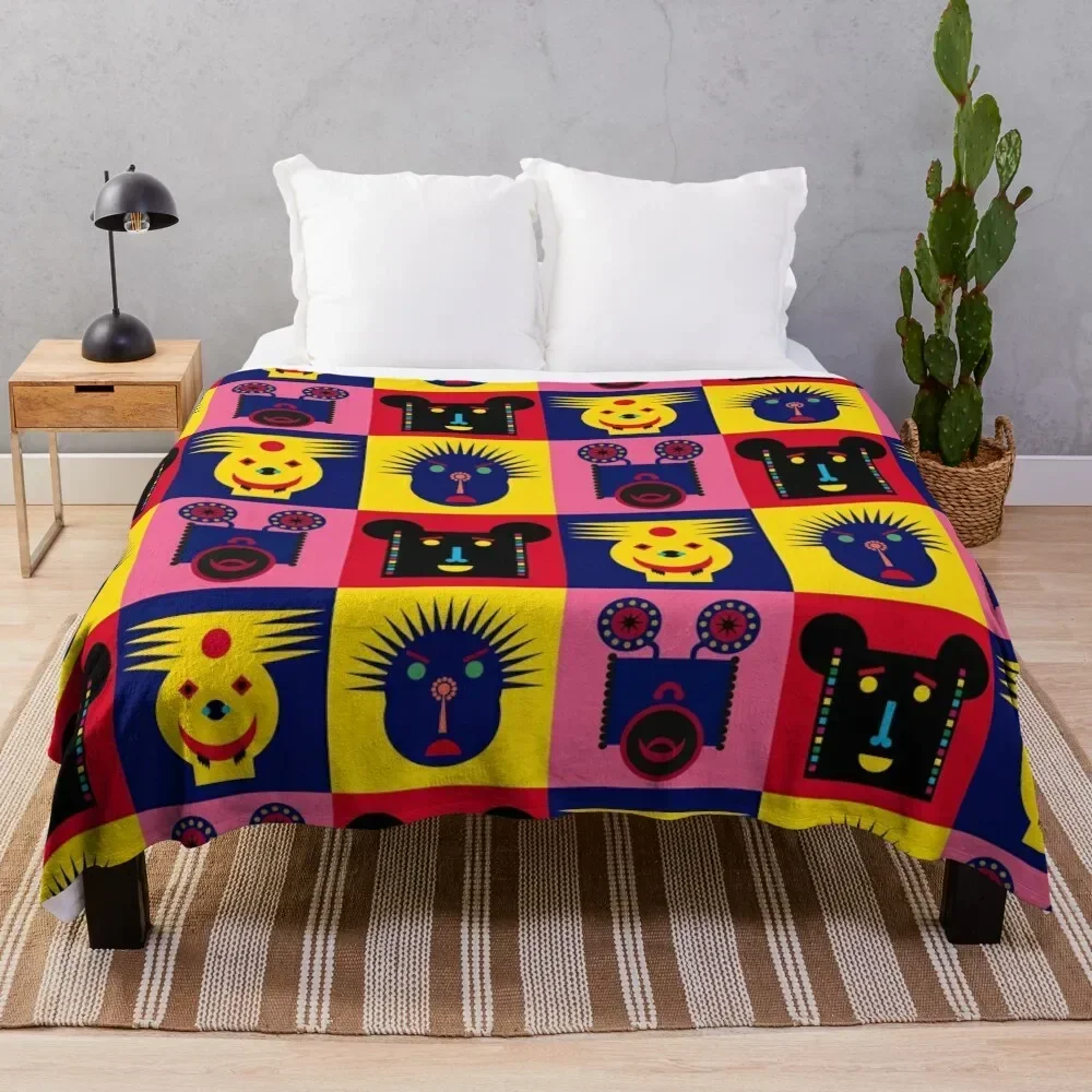 

Happy Town Faces 1 Throw Blanket Bed sofa bed Soft Beds Bed Fashionable Blankets