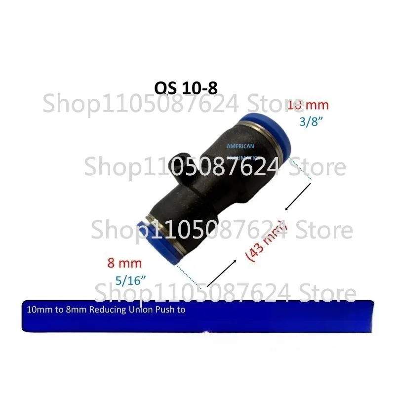 YYY  20 Pcs  For QS 10-8 10mm to 8mm Reducing Union Push to Connect Air Line Fitting -