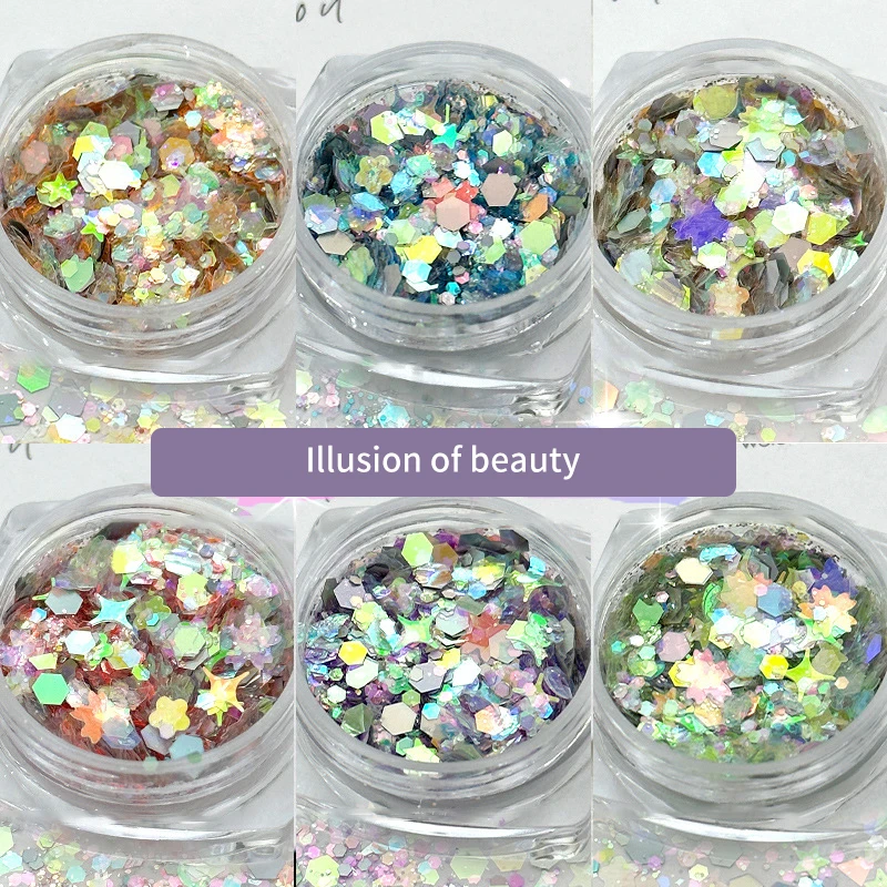 1Box Nail Mix Magic Mirror Sequins Candy Flash Nail Shining Mirror Flour Hyper Flash Sequin Nail Art Nail Decoration DIY