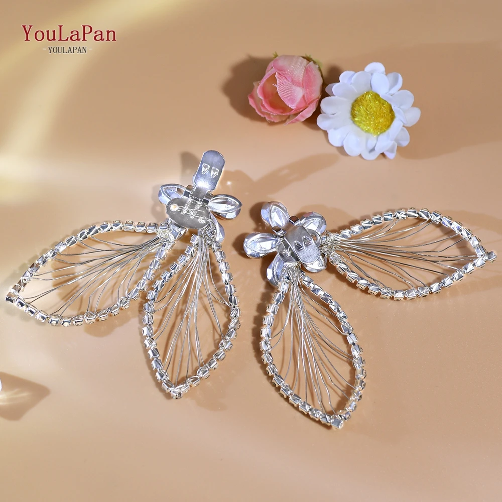 YouLaPan Silver Color Rhinestone Shoe Buckle High Heels Shiny Accessory Wedding Bride Shoe Decoration Handmade Shoe Clip HX52