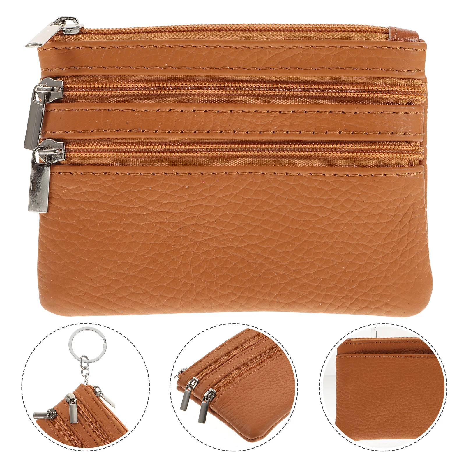 

Cow Coin Purse Small Compact Wallet Keychain for Women Change Purse Portable Mini Card Holder Organizer