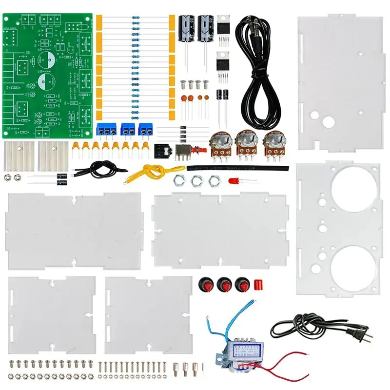 

Электронный DIY-набор AS95-TDA2030: двухканальный усилитель, плата для пайки и сборки, с прозрачным корпусом, вилка стандарта США