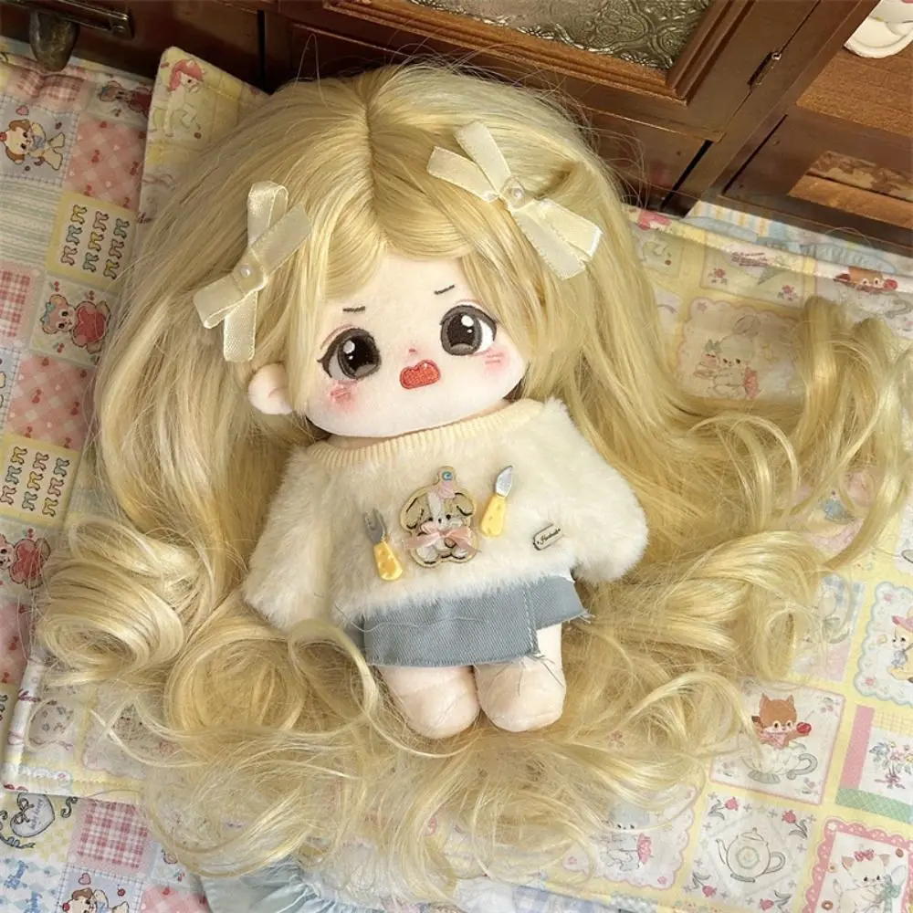 

Sweet Long Curly Hair Cotton Doll Wig Clamping Chemical Fiber Plush Doll Wigs Pink DIY Idol Star Doll Hair Cotton Doll