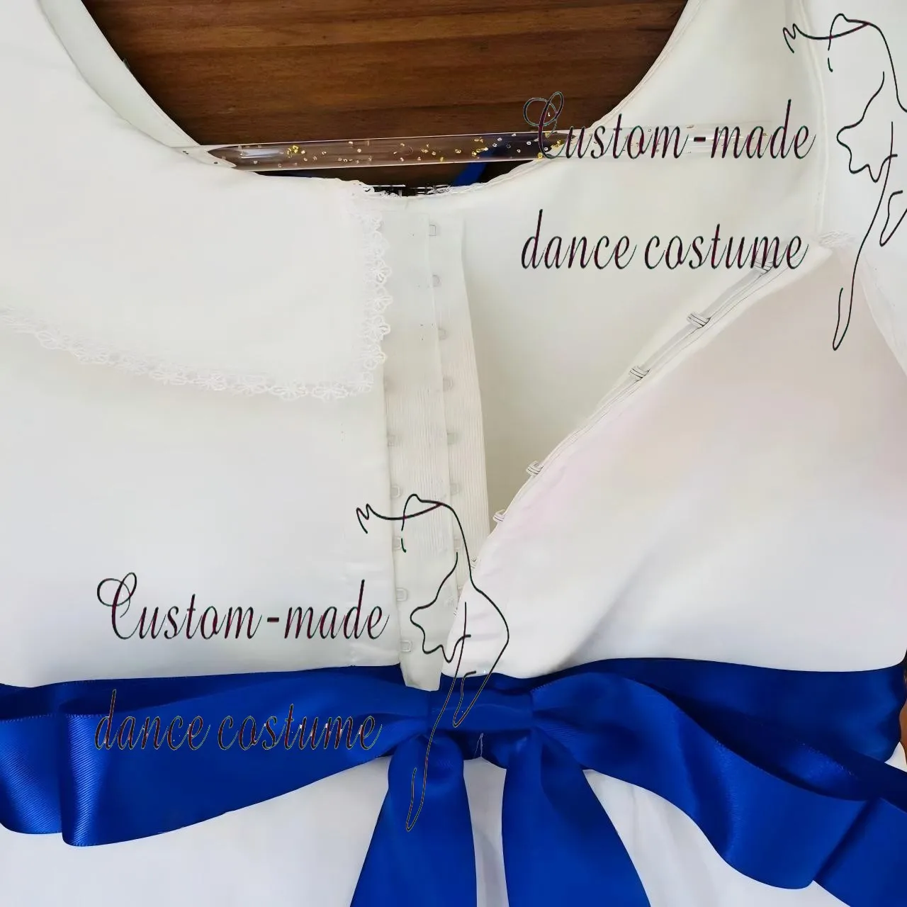 Sea Salt Soda French-style Soft White Tulle Dress Royal Blue Contrasting Edge Ballet Dress Adult Professional Stage Performance