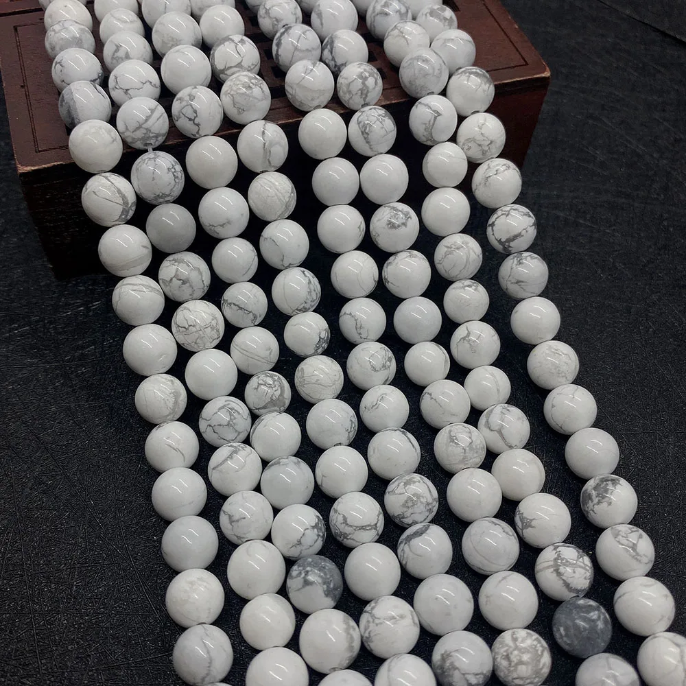 

6/8/10mm Natural Stone Howlite Beads 1 Strand Round Polished Loose Bead Jewelry Accessory For Handmade Necklace Bracelet