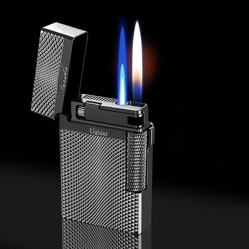 

NEWMetal Windproof Torch Gas Lighter Double Flame Butane Lighter Smoking Accessory Gadgets For Men Gift Cigarette Lighter