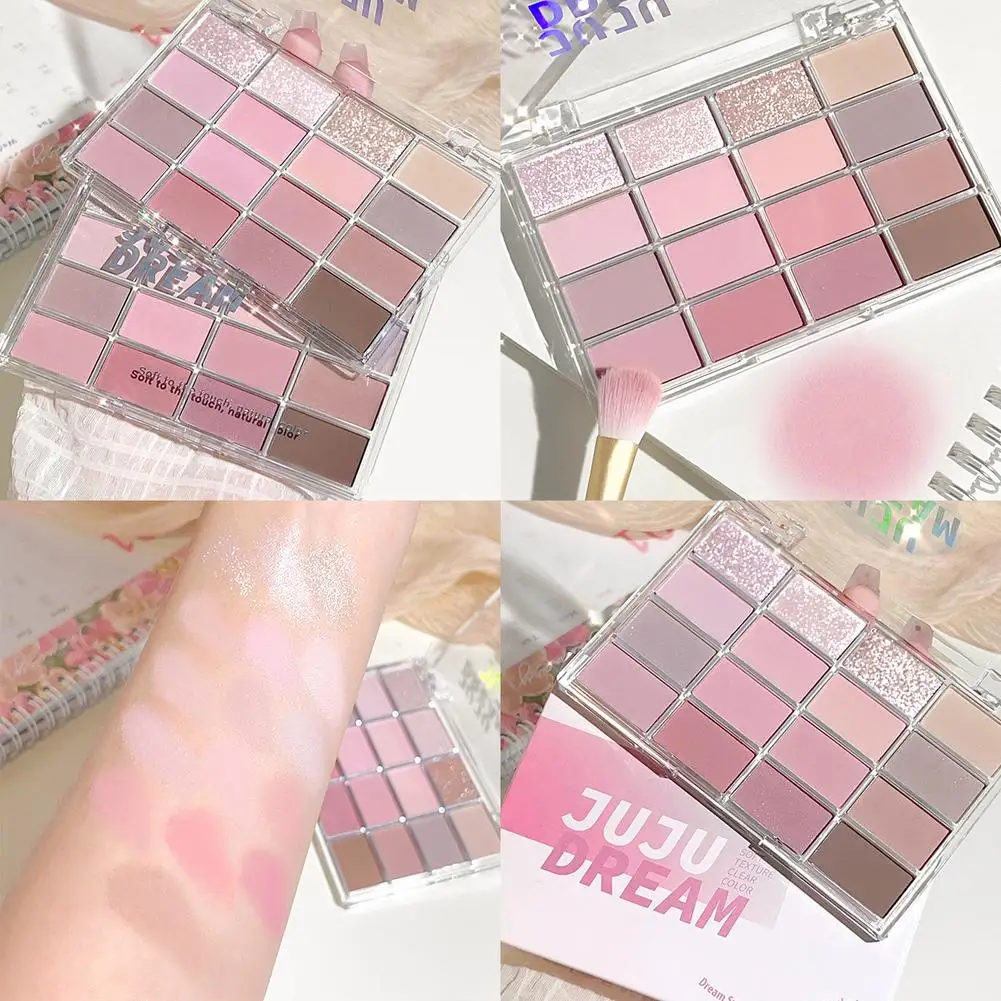 Paleta de sombras de ojos de 16 colores mate y brillante – Maquillaje mezclable de tierra desnuda Aspecto de ojos Estilo coreano Tonos sedosos, Textura, Natura E6V3