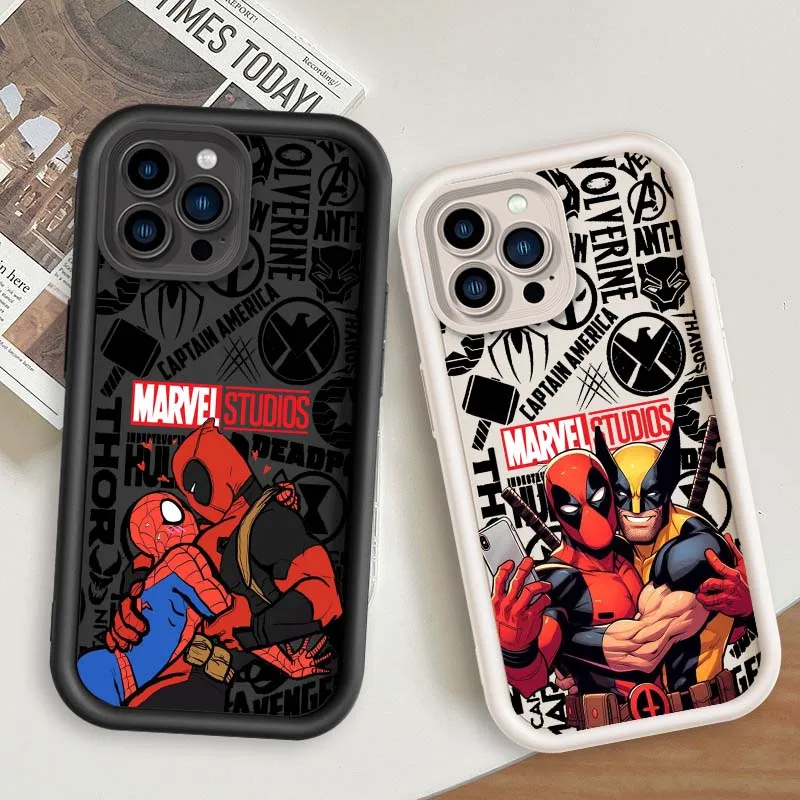 

Marvel Wolverine Deadpool For Apple iPhone 16 15 14 13 12 11 Pro Max Plus Eye Ladder Soft TPU Silicone Cover