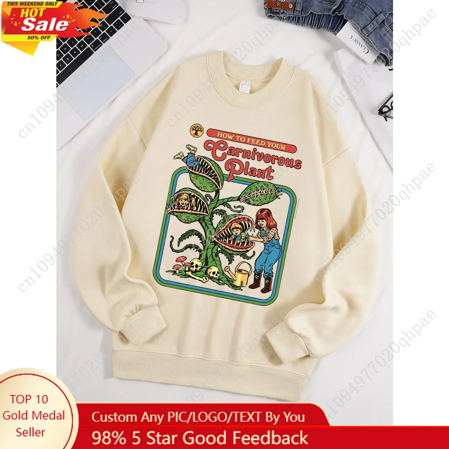 

How To Feed Your Earnivorous Plant Printed Mens Sweatshirt O-Neck Soft Pullover Hip Hop Fleece Clothes Loose Unisex Casual Top