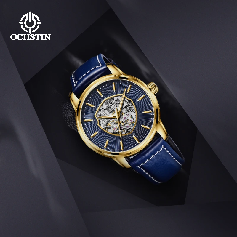 OCHSTIN Men's Hollow Machinery Watches Man Genuine Leather Watch Strap Male Waterproof Fashion Luxury Clock Gifts For Gentleman