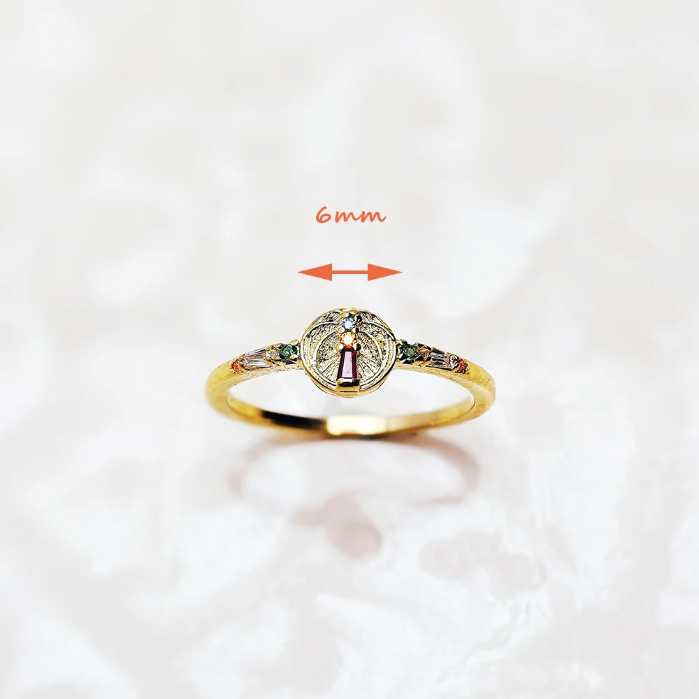 Golden Ring Colourful Palm Tree Fine Jewerly For Women Spring Brand New Bohemia Gift In 925 Sterling Silver