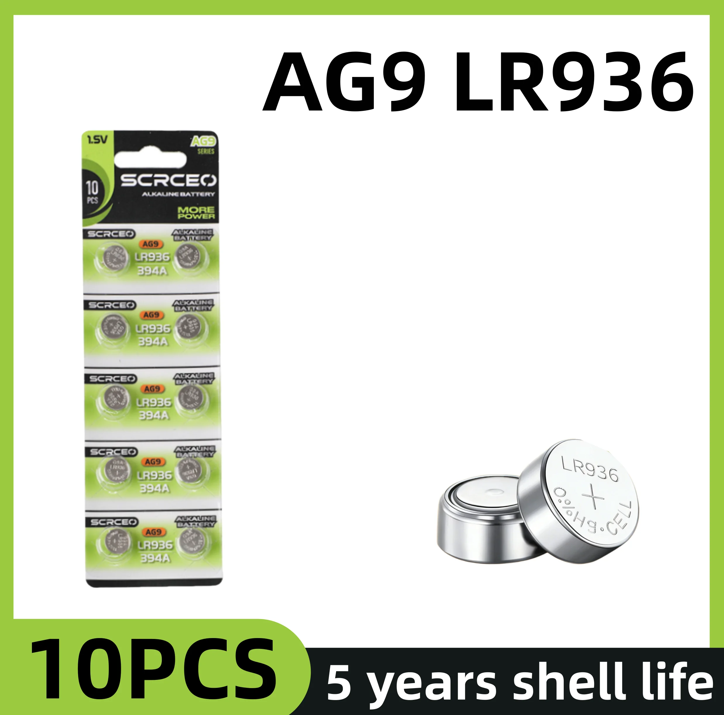 2-50PCS AG9 LR936 1.5V Button Cell Batteries, Also SR936SW, for Calculator, Thermometer, Toy, Watch