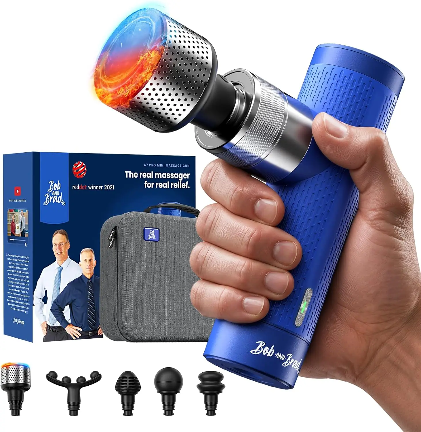 

Mini Massage Gun with Heat & Cold Therapy for Back Pain Relief - 11mm Deep Tissue, Portable & Quiet, FSA/HSA Eligible with Case