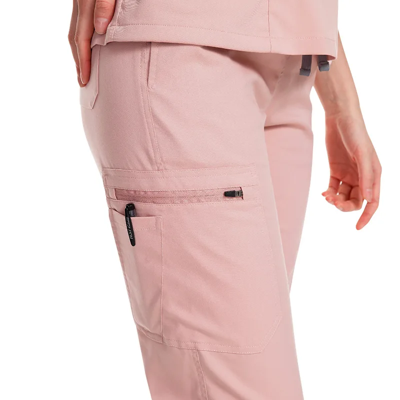 無地スクラブパンツ ラボ手術パンツ ユニセックス医師と看護師の制服作業パンツ 看護師アクセサリー 医師パンツ