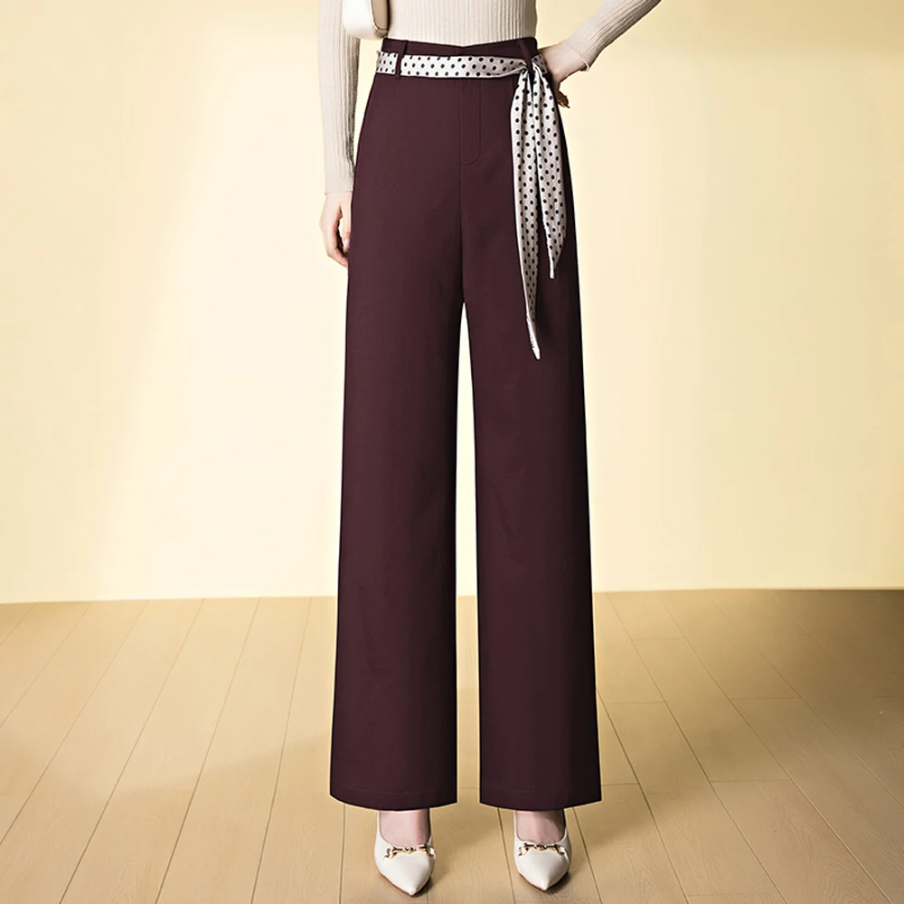 

Korean style purple wide leg pants for women in spring and autumn, new fashionable plus size loose straight leg casual pants