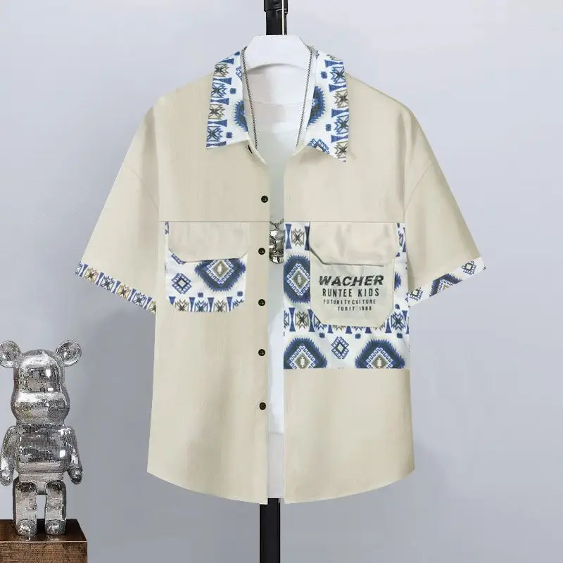 

Men's High Quality Trendy Summer Casual Short Sleeve Shirt Cargo Shorts Two Piece Set Complete Outfit