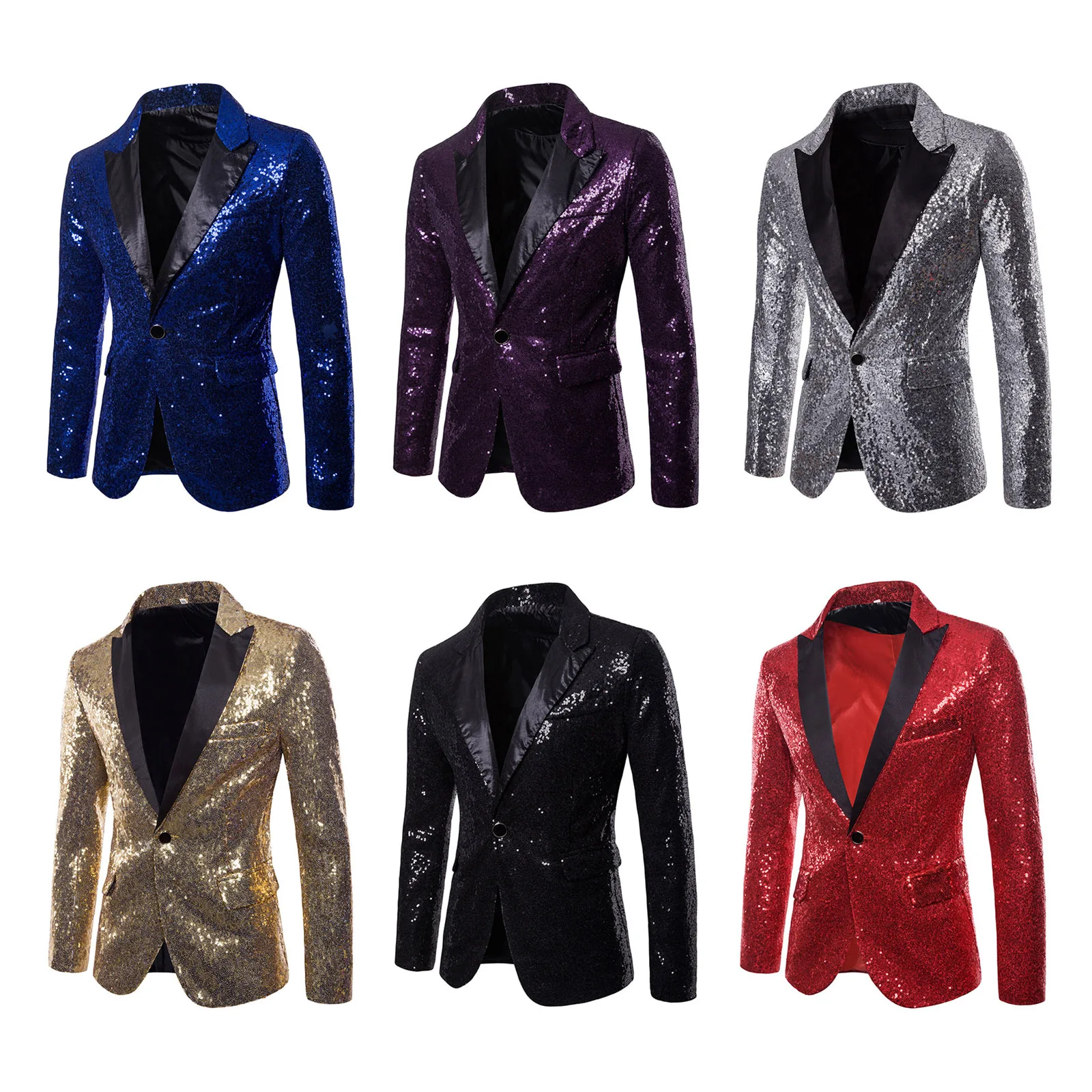 الرجال لامعة الترتر السترة السادة دعوى طويلة الأكمام التلبيب سترة سهرة معطف لحفل الزفاف حفلة موسيقية ملهى ليلي أداء الرقص