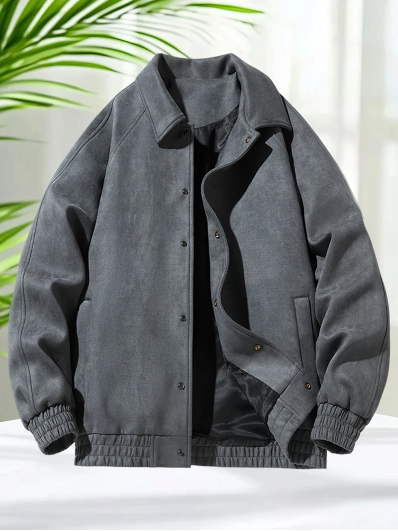 หนังนิ่มหนังแจ็คเก็ตผู้ชายฤดูใบไม้ผลิฤดูใบไม้ร่วง Turndown COLLAR เสื้อลําลองผู้ชาย PLUS ขนาด M-8XL สําหรับขนาดใหญ่และสูงเสื้อผู้ชาย