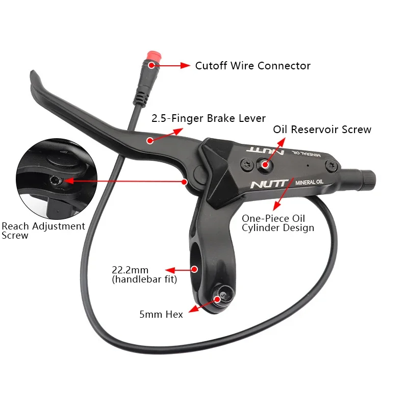 NUTT سكوتر كهربائي 4 مكبس قرص هيدروليكي الفرامل قرص زيت إيقاف التشغيل لـ Zero 10X/11X، Vsett 10+/9+، Kaabo Wolf Warrior 11