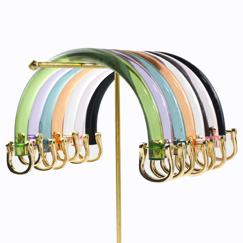 1/2/4Pcs U-shaped Acrylic Transparent Bag Handle Plastic Purse Frame Kiss Clasp Women Handbag Woven-bag Replace Bags Accessories