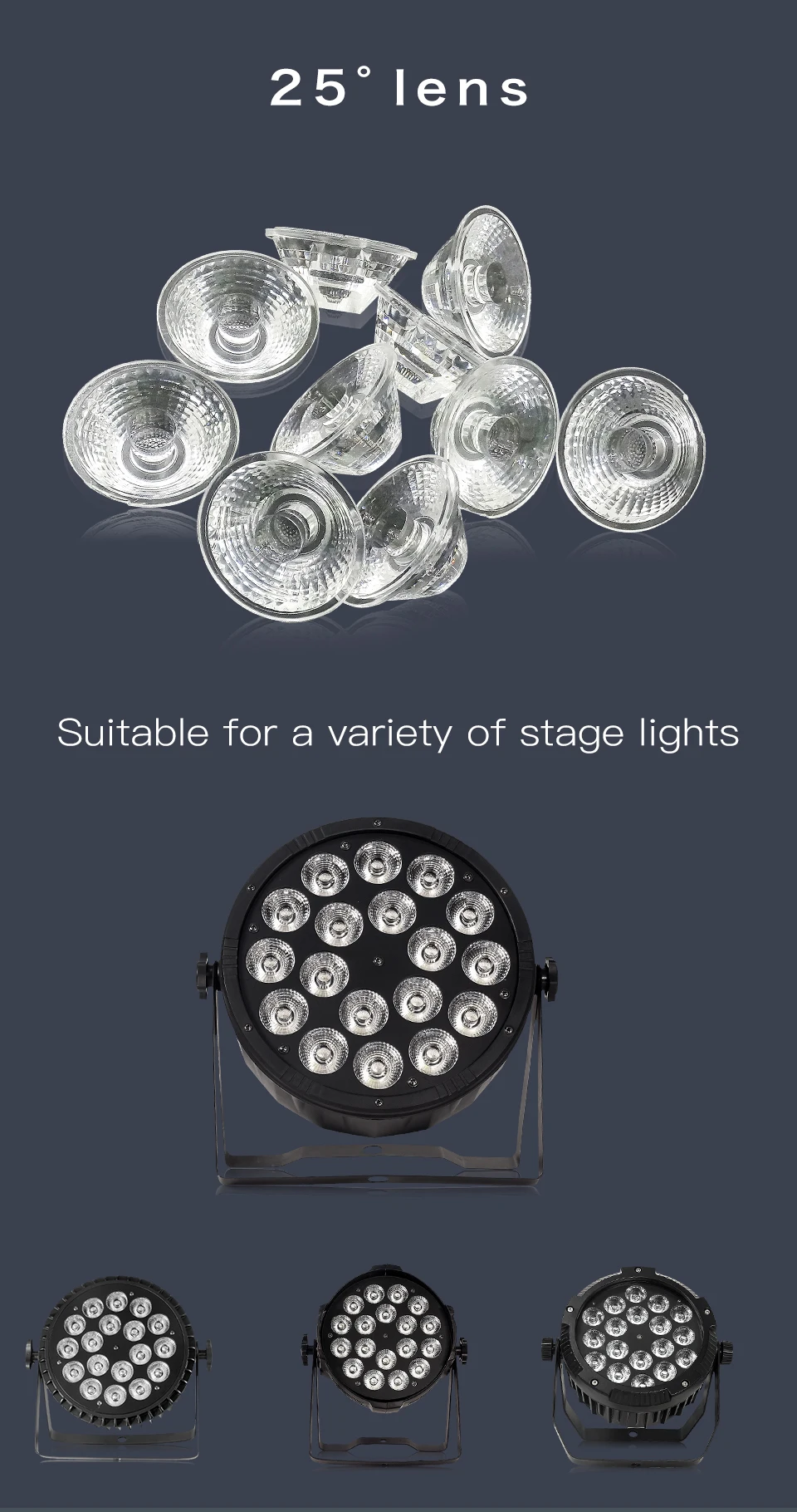 Led Par Licht Objektiv Mit Schwarz Unterstützung Verwenden Für 18x12w 7x12w 12x12w 36x10w Led Bühne Licht – Detail 2