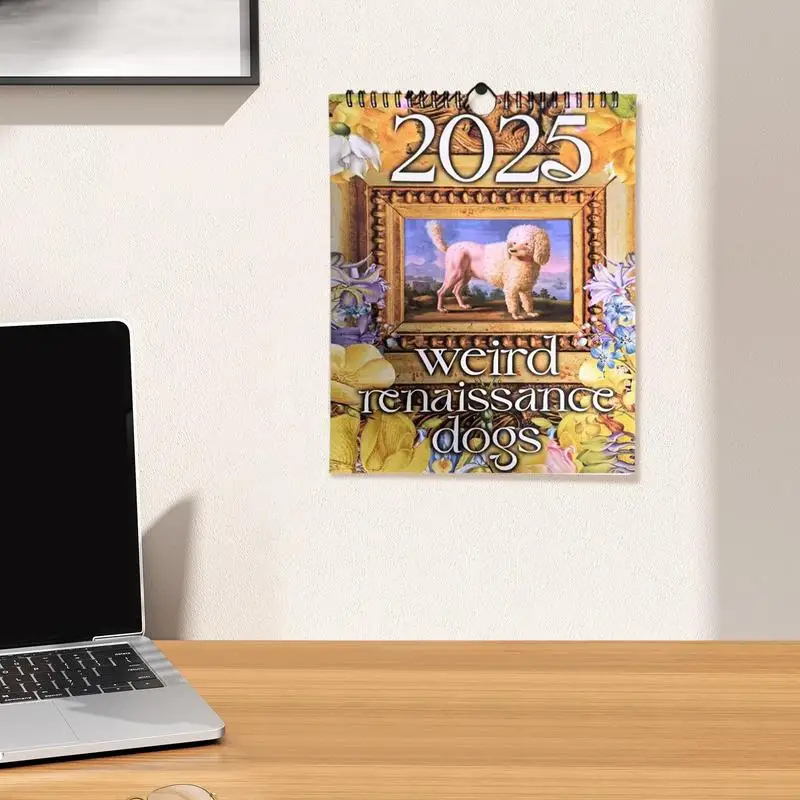 12 Month Wall Calendar 2025 Monthly Dog Illustration Calendar Planning Year Schedules Home Calendar Decor For Teachers For