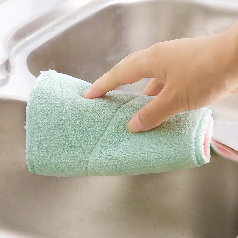 1pc Microfiber Towel Absorbent Kitchen Cleaning Cloth Non-stick Oil Dish Towel Rags Napkins Tableware Household Cleaning Towel