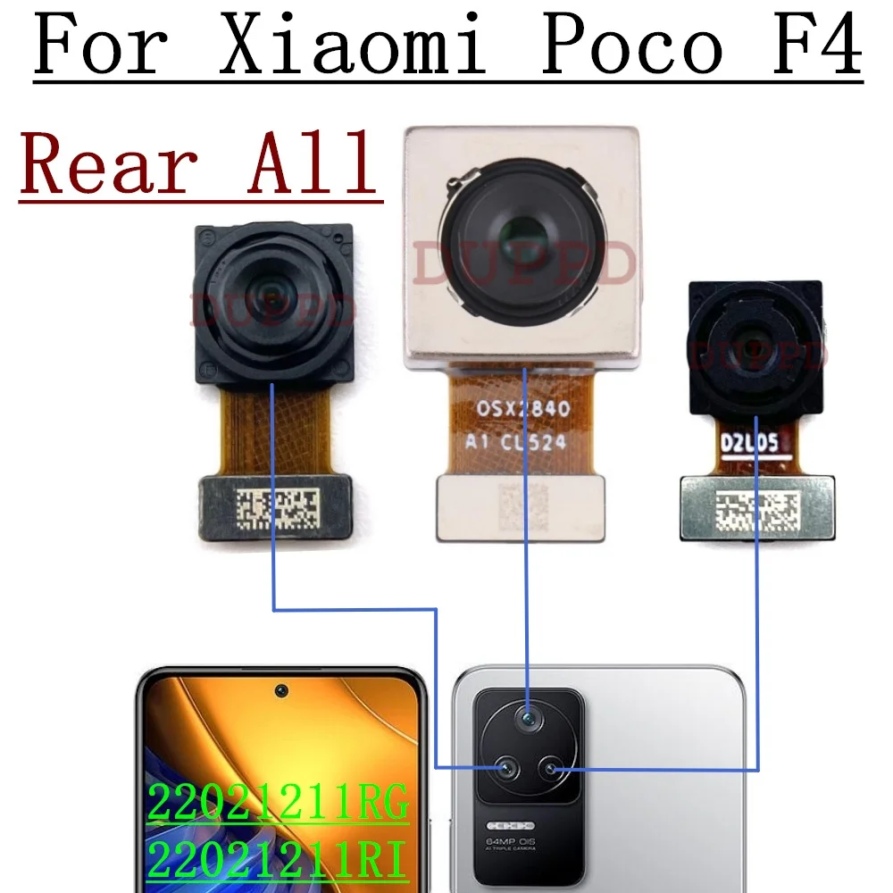 Front Rear Camera For Xiaomi Poco F4 22021211RG Selfie Frontal Big Backside Main Back Facing Wide Angle Macro Camera Flex Cable