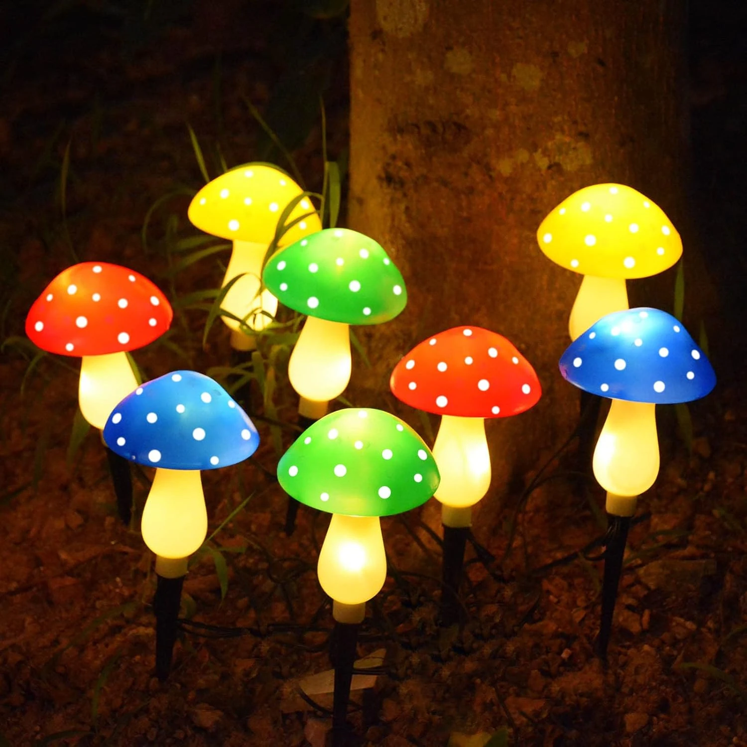 

Colorful Waterproof Solar Mushroom Lamps - Ideal Vivid Outdoor Garden Decor with 8 Distinct Lighting Modes for Christmas, Hallow