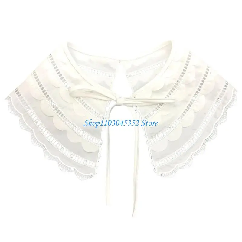 Media camisa desmontable cuello falso cuello bordado Ruff Dickey Mini collar capa