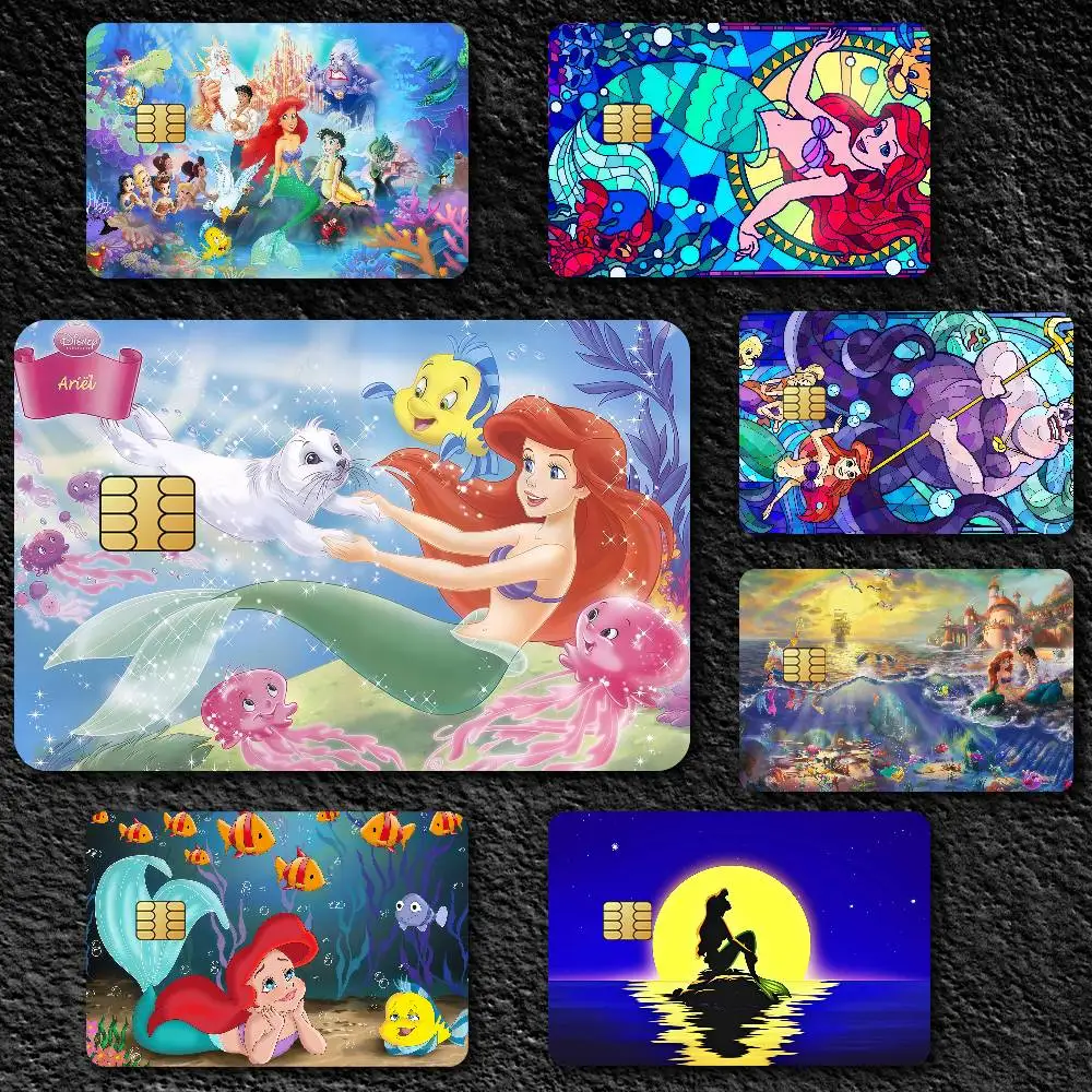 لطيف الكرتون حورية البحر ارييل ملصق فيلم الجلد غطاء بطاقة الائتمان ملصقات 4 قطعة الخصم الجبهة الديكور البنك حافلة تمرير مقاوم للماء