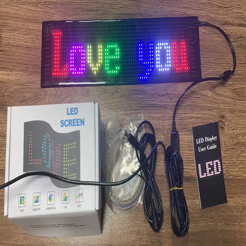 Flex LED Screen Bluetooth Connect USB Phone APP Words Emotion Display DIY For Advertising Of Car Shop Store Living Stream