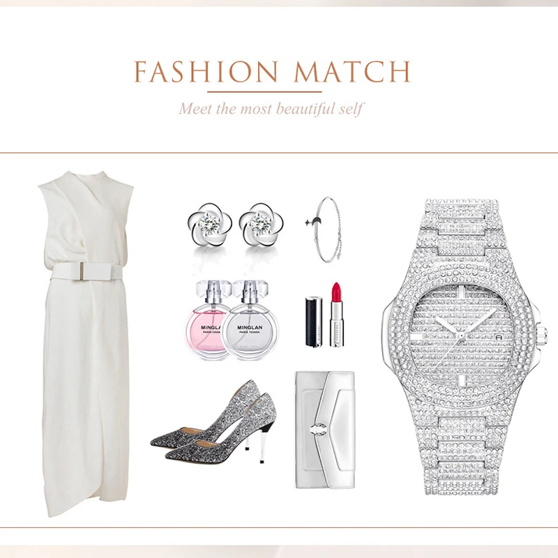 New Fashion Hot Unisex Watch Iced Out Quartz Watch Men High Quality Stainless Steel Diamond Woman Watches Top Brand Luxury Clock