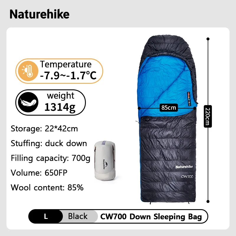Naturehike Duck Down Sleeping Bag CW400 CW700 Adult Outdoor Camping Hiking Travel Winter Thickened Cold Lightweight Sleeping Bag image 3