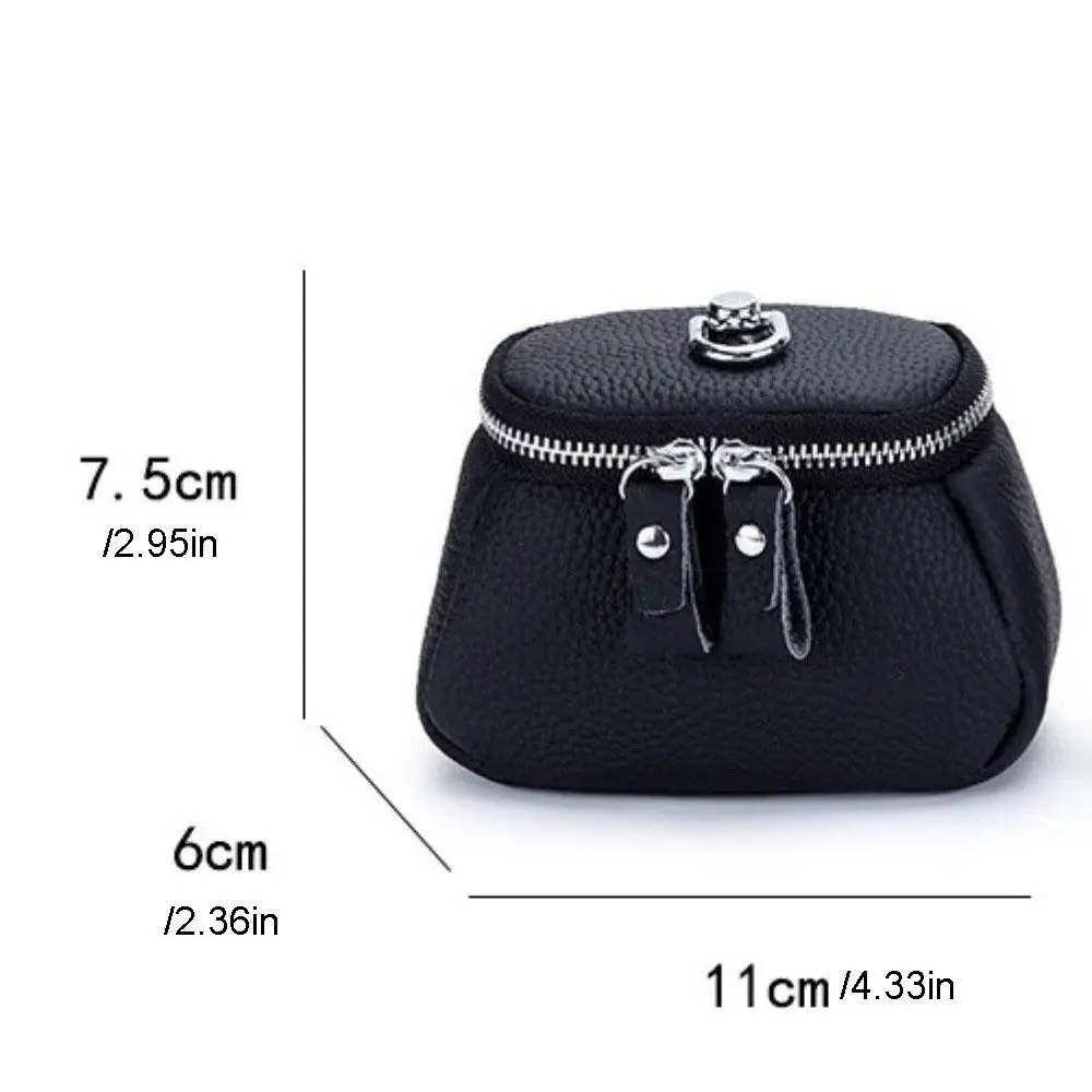 Solid Color Hanging Neck Coin Purse Genuine Leather Lipstick Earphone Pouch Lanyard Wallet Makeup Storage Purse Mini Storage Bag