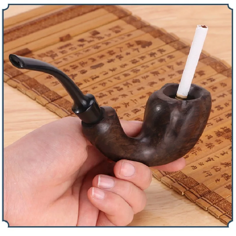 

High Quality Ebony Wood Pipe Multifunction Cigarette Pipe Filter Smoking Pipe Bent Tobacco Pipe Set