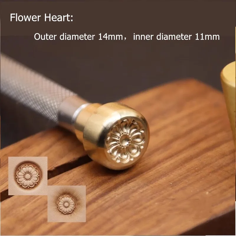 

3D Floral Center Leather Embossing Stamp, Stainless Steel And Brass Mold For Veg-Tan DIY Craft, Artisan Thangka Making Tool