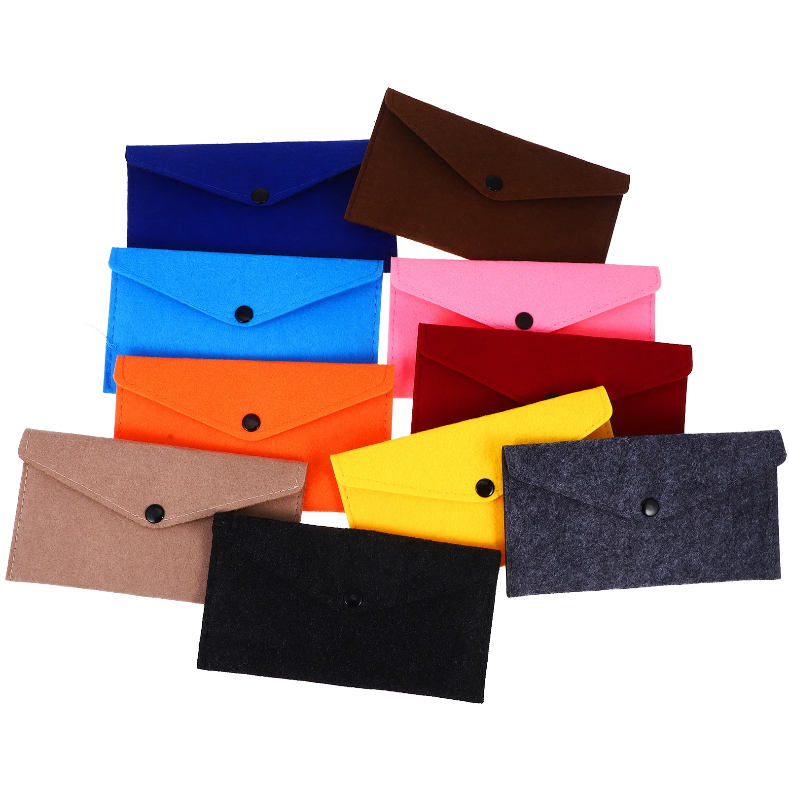 

10Pcs Phone Storage Pouch Felt Snap Button Bag for Travel Daily Carry Cash Coins Earphones Cables Compact Protection Felt