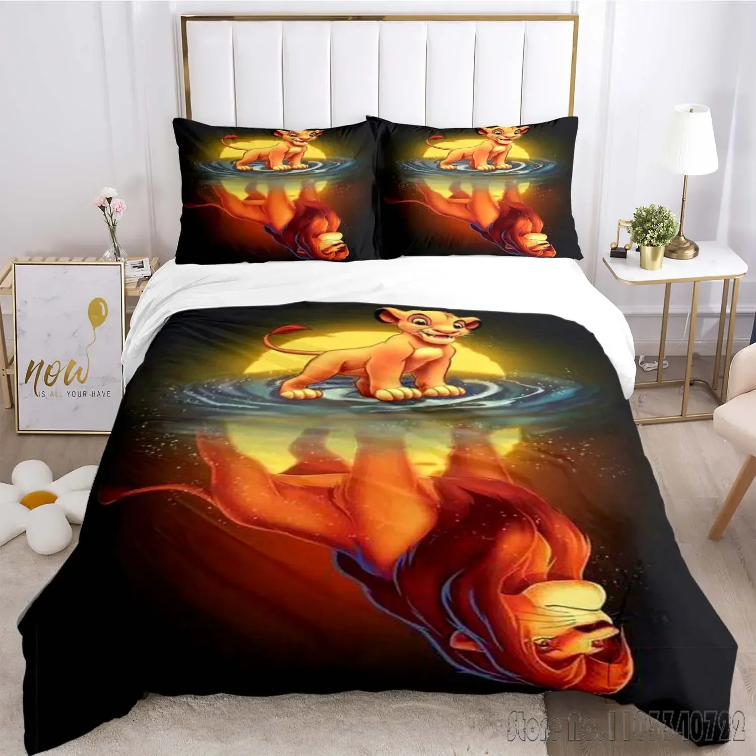 Disney o rei leão simba padrão conjunto de capa edredão hd consolador capa para crianças conjuntos cama roupas decoração do quarto